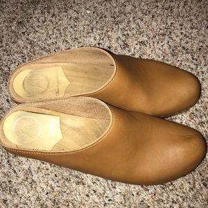 No. 6 clogs in a sienna orangey brown color